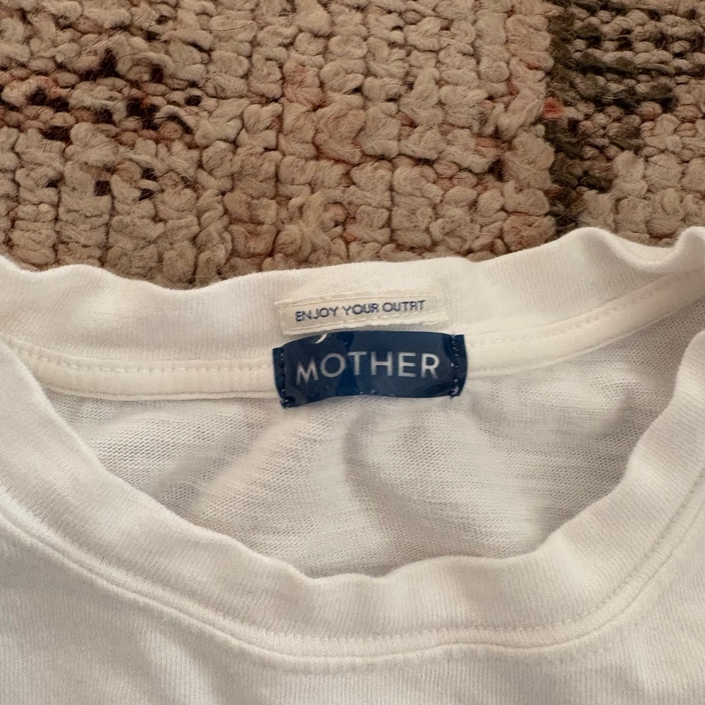 MOTHER White and Blue Jersey Top - Picture 4 of 8